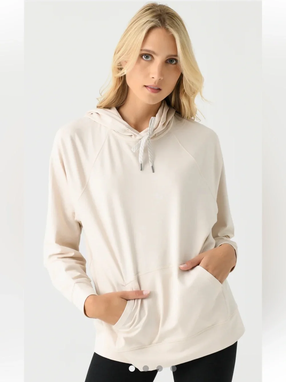 Vuori Woman’s Halo Oversized Hoodie Cream Pullover Hoodie Heathered Milkweed L - Picture 3 of 12